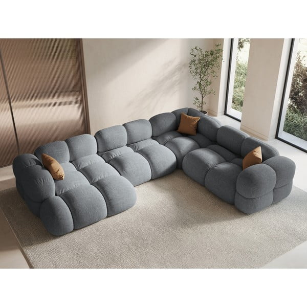 Сив ъглов диван (десен ъгъл/U форма) Loretto – Cosmopolitan Design-image-1