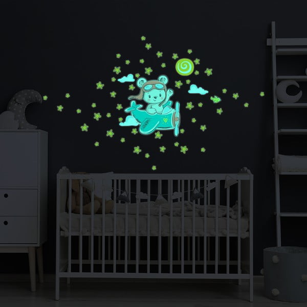 Детски стикер за стена 30x30 cm Pilot Bear - Ambiance-image-4