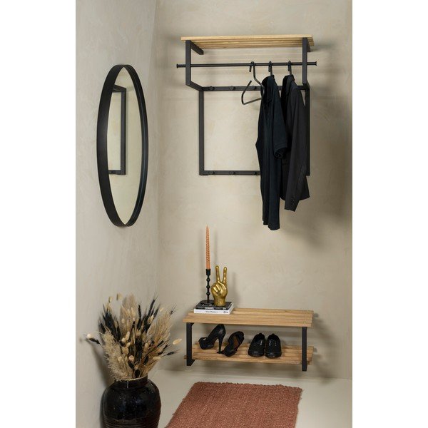 Черна/в естествен цвят метална стенна закачалка с рафт 76 cm Rizzoli – Spinder Design-image-1