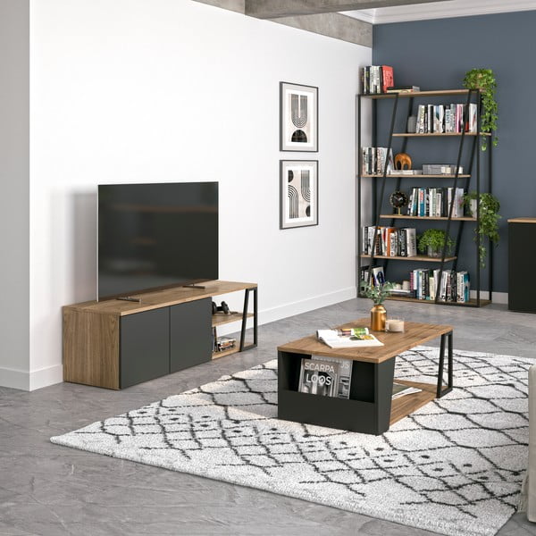 Масичка за кафе с плот от орехово дърво 100x55 cm Albi - TemaHome-image-1