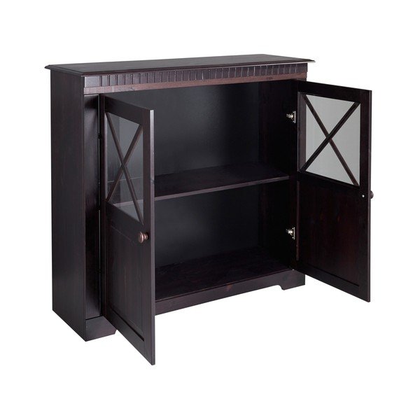 Тъмнокафява витрина от масивен бор 95x35 cm Lisa – Støraa-image-2