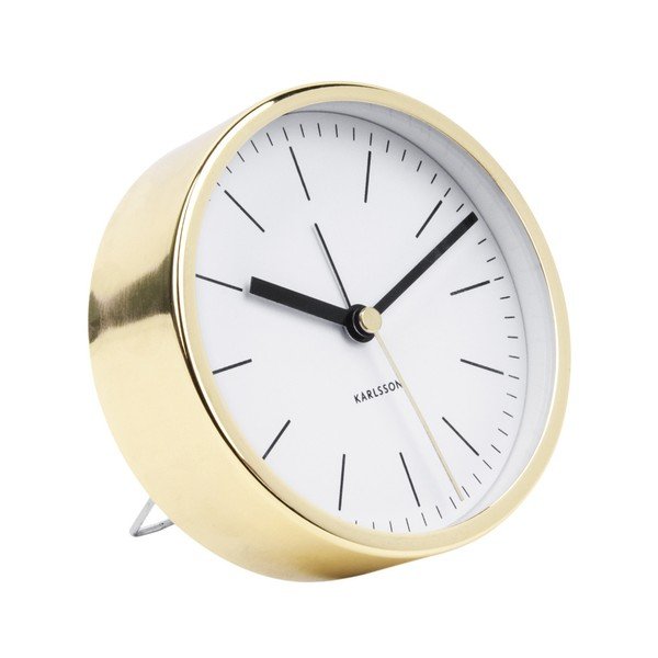 Bílé stolní hodiny s detaily ve zlaté barvě Karlsson Minimal, ⌀ 10 cm