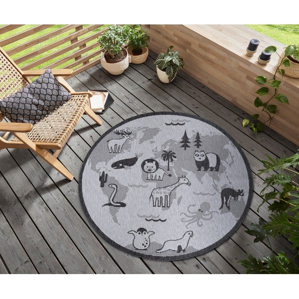 Сив кръгъл килим ø 120 cm Animal World - Hanse Home-image-1