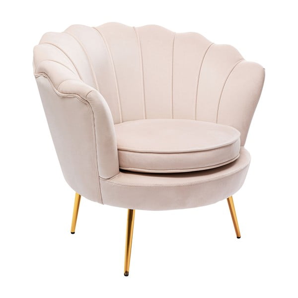 Кресло от кремаво бяло кадифе Вода Lily - Kare Design