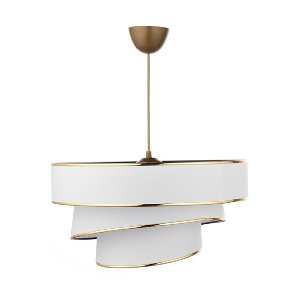 Бяло и златисто висящо осветително тяло с текстилен абажур ø 40 cm Couper – Opviq lights