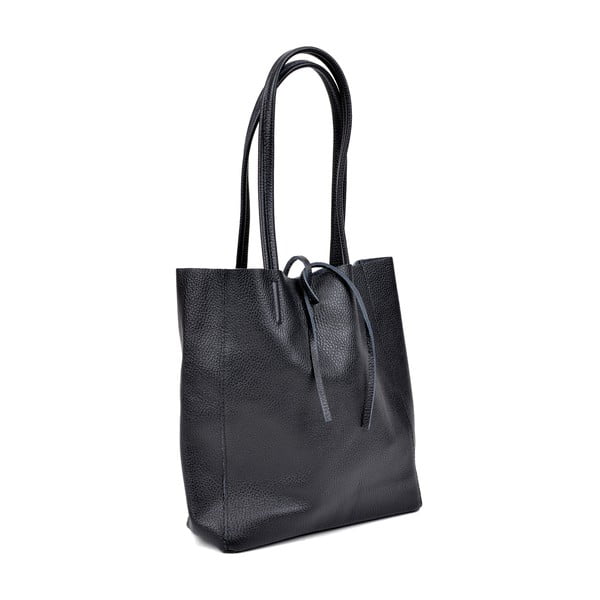 Черна кожена чанта Vera - Sofia Cardoni-image-2