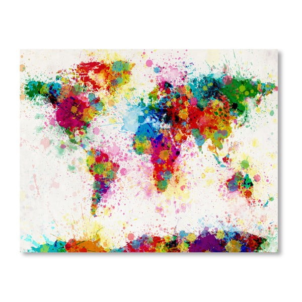 Plakát s pestrobarevnou mapou světa Americanflat Explose, 60 x 42 cm