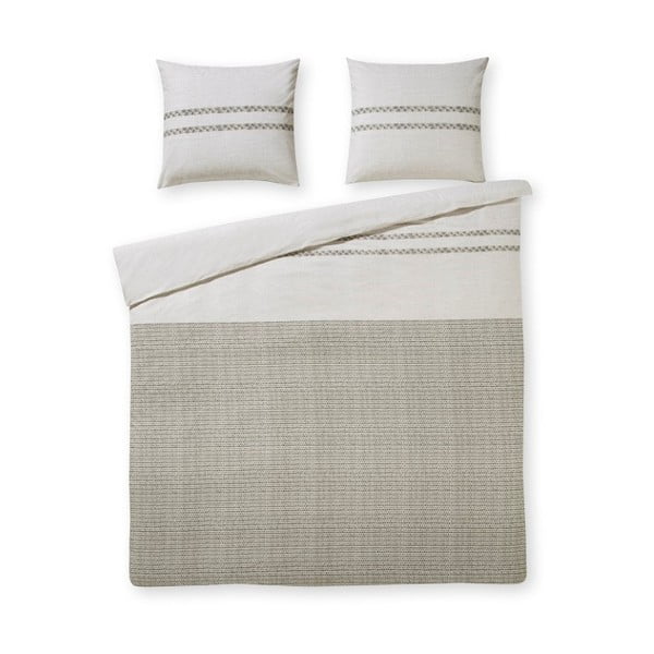 Сиво и бежово памучно спално бельо за двойно легло Maurits Sand, 240 x 200 cm - Ekkelboom