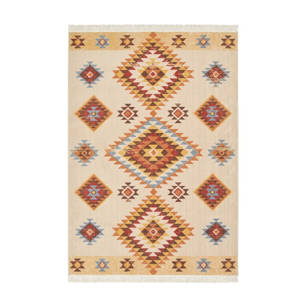 Оранжев и бежов килим с рециклиран памук , 80 x 150 cm Sarobi - Nouristan