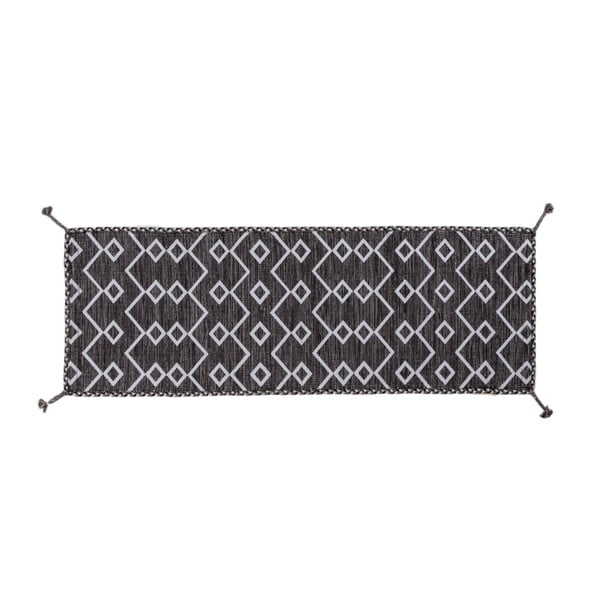 Černobílý ručně tkaný běhoun Navaei & Co Kilim Ethnic 104, 180 x 60 cm