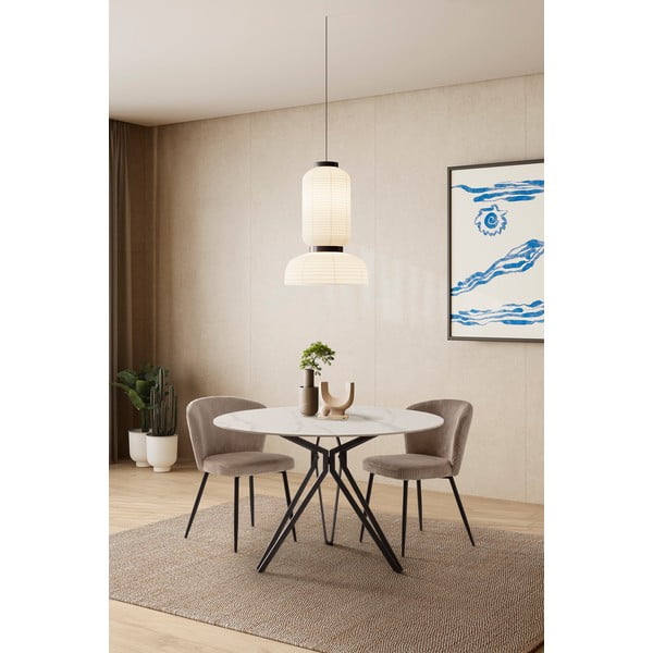 Бежови велурени трапезни столове в комплект 4 бр. Megan – Marckeric-image-1