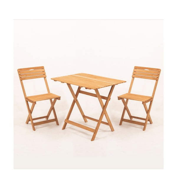 Градински комплект за хранене от масивен бук в естествен цвят за 2 души – Floriane Garden-image-1