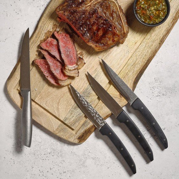Черни/в сребрист цвят стоманени ножове за стек в комплект 4 бр. Carne – BonBistro-image-2