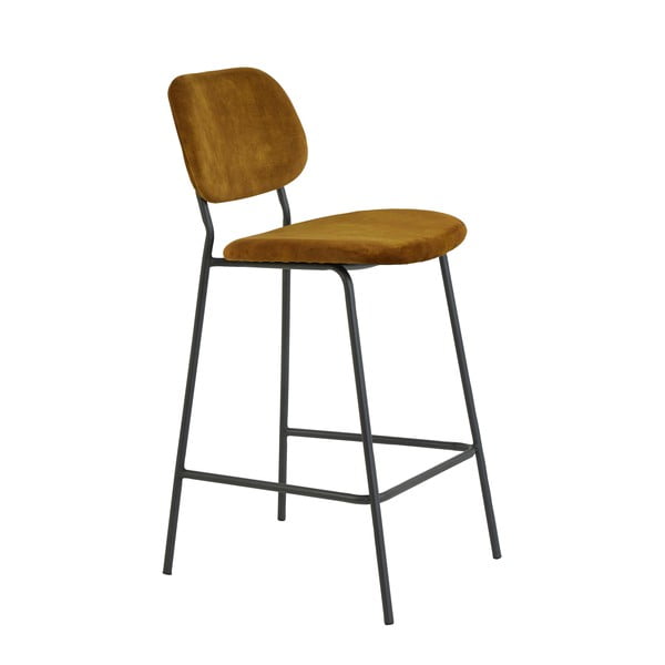 Бар стол от кадифе в цвят горчица 92 cm Emma - Light & Living