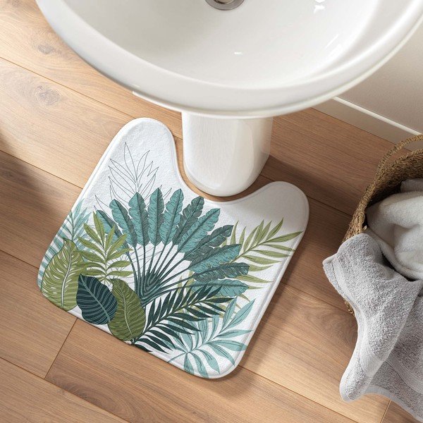 Бяло-зелен килим за баня WC 45x45 cm Panazio – douceur d'intérieur-image-1