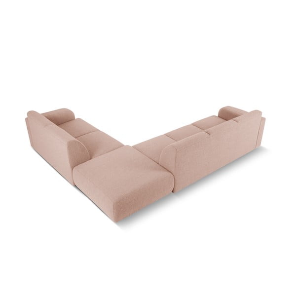 Розов ъглов диван от плат букле (десен ъгъл) Molino - Micadoni Home-image-3