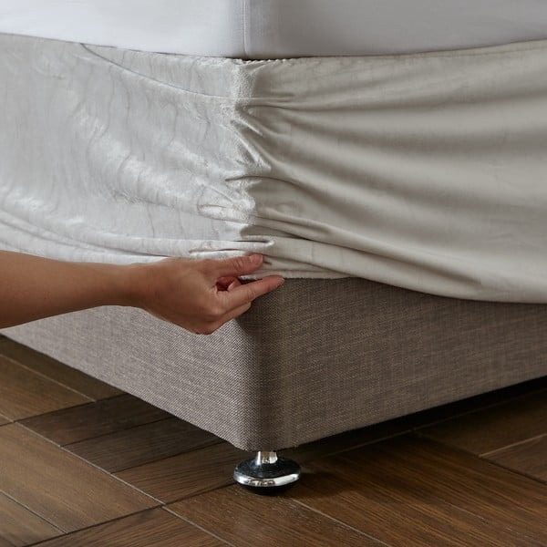 Кремаво еластично покритие за рамка на легло 152x198 cm Kingsley – Catherine Lansfield-image-1