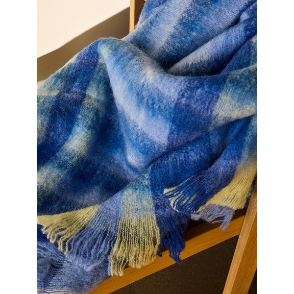 Синьо  одеяло със смес от вълна 140x200 cm Loom – Hübsch-image-2