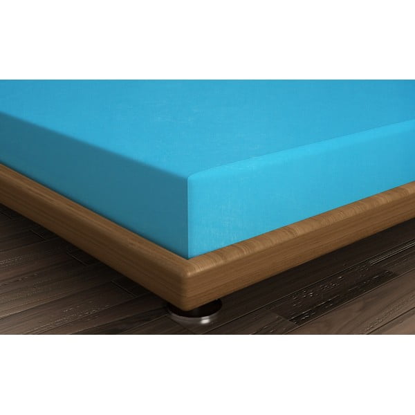 Син чаршаф от еластичен памук 160x200 cm - Mijolnir-image-1