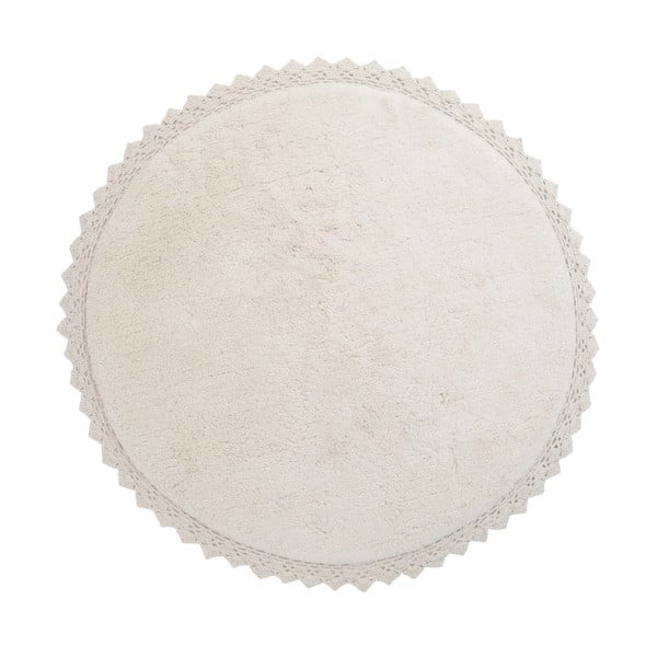 Кремавобял ръчно изработен памучен килим, ø 110 cm Perla - Nattiot
