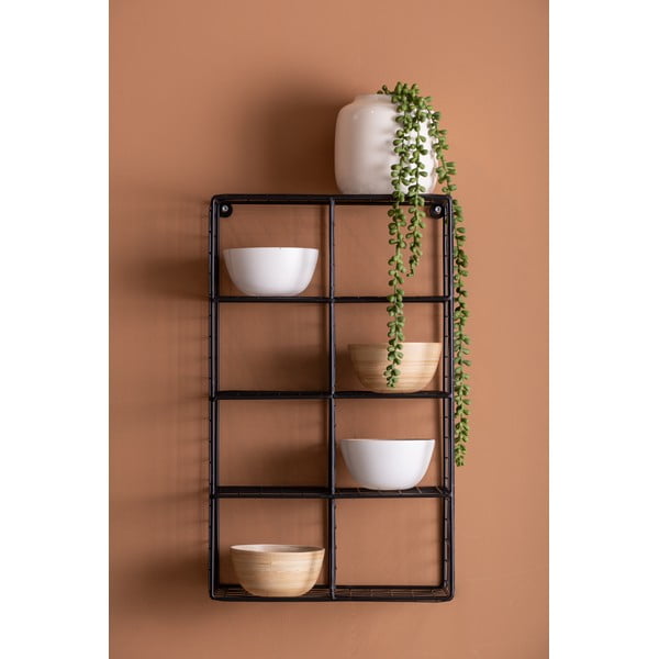 Черен стоманен стенен рафт на няколко нива 30 cm Reja – PT LIVING-image-1