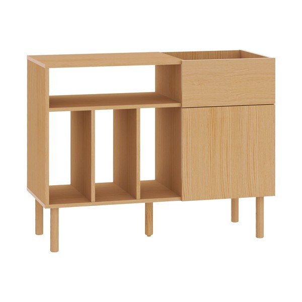 Нисък скрин за грамофонни плочи от дъб 100x80 cm Viny - TemaHome-image-2