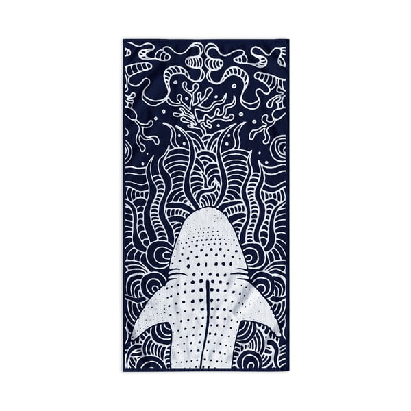 Тъмносиня плажна кърпа 90x180 cm Shark - DecoKing