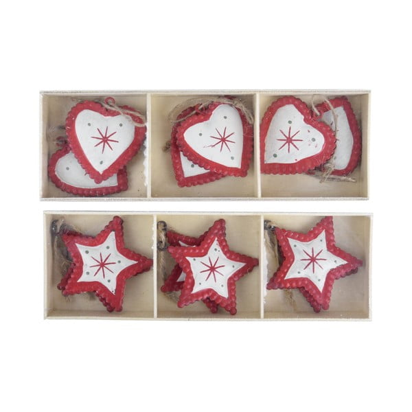 Комплект от 12 висящи декорации със сърце и звезда - Ego Dekor