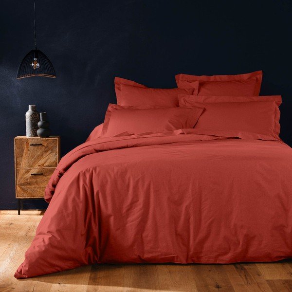 Двойна/удължена памучна олекотена завивка в тухлен цвят 240x220 cm Lina – douceur d'intérieur-image-1