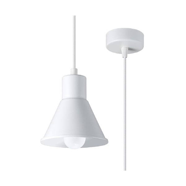 Бяла висяща лампа с метален абажур 14x14 cm Martina - Nice Lamps