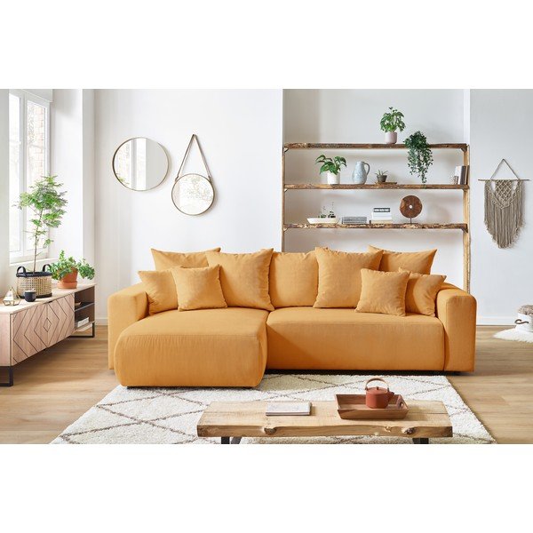 Горчичножълт велурен разтегателен диван Envy - Bobochic Paris-image-1