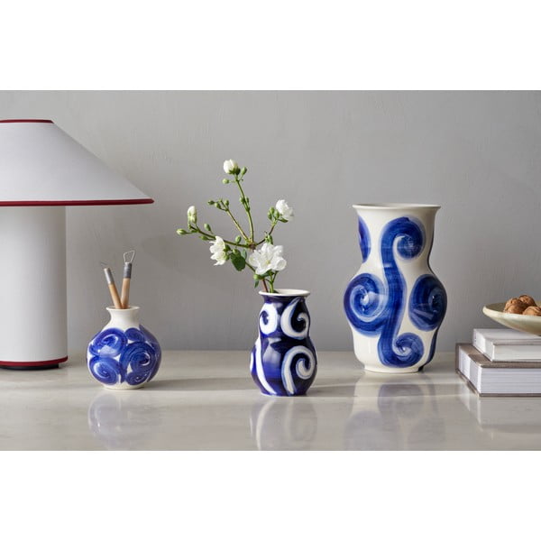 Синя ръчно рисувана каменна ваза Tulle - Kähler Design-image-3