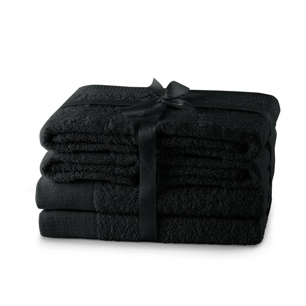 Черни памучни хавлии и кърпи за баня в комплект от 6 бр. от тери Amari – Restilo