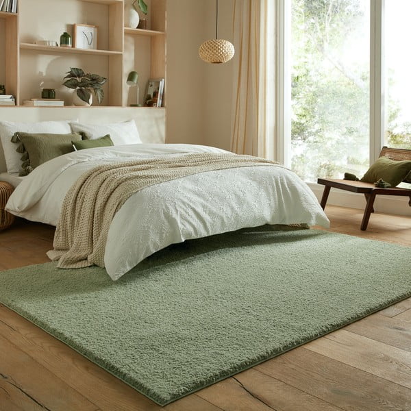 Зелен килим от рециклирани влакна подходящ за пране 120x170 cm Fluffy – Flair Rugs-image-1