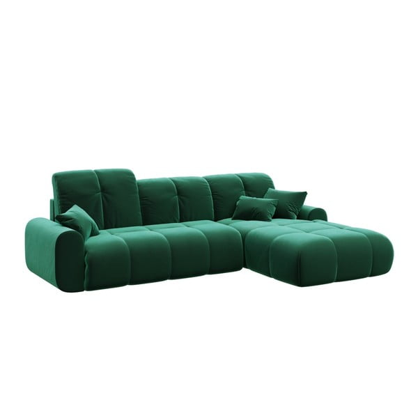 Тъмнозелен кадифен ъглов разтегателен диван Devichy , десен ъгъл Tous - devichy