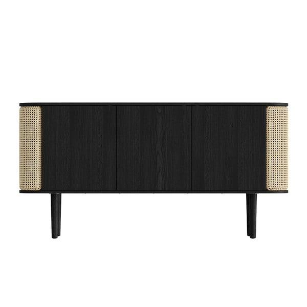 Нисък скрин с дъбов декор в черен и естествен цвят 150x75 cm Treasures - UMAGE-image-3