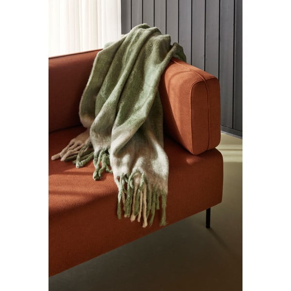 Бяло-зелено одеяло 200x140 cm Inlet - Hübsch-image-1