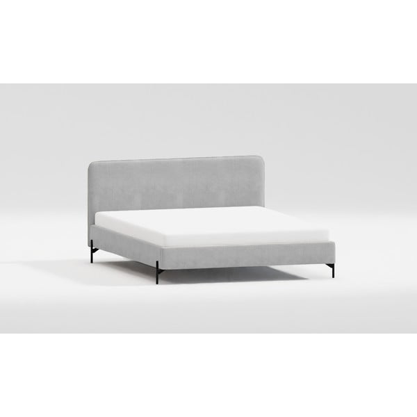 Светлосиво двойно тапицирано легло с включена подматрачна рамка 140x200 cm  Barker – Ropez-image-4