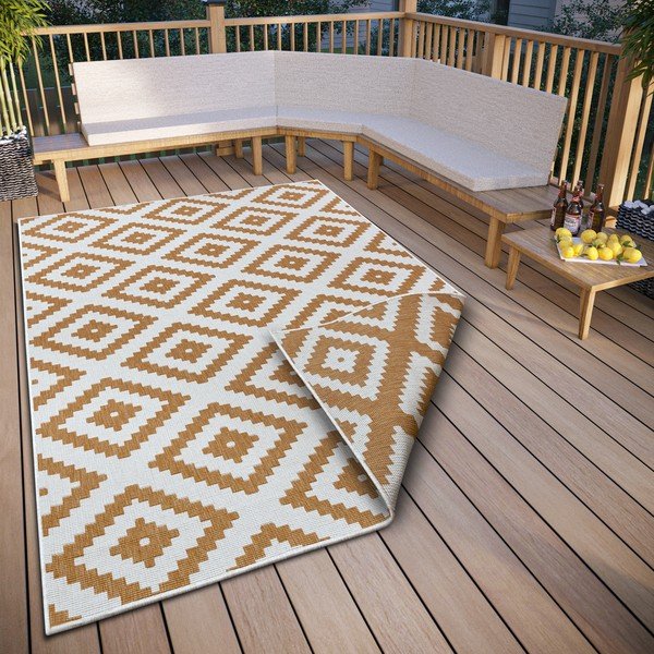 Външен килим в бял цвят и жълта охра 120x170 cm Malta – NORTHRUGS-image-1