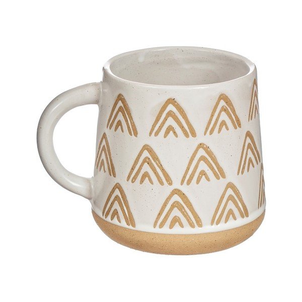 Бежово-бяла керамична чаша Triangles, 450 ml - Sass & Belle