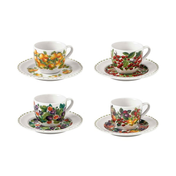 Комплект от 4 порцеланови чаши и чинии Le Primizie - Brandani