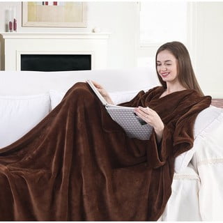 Кафяво одеяло за телевизор от микрофибър , 180 x 150 cm Lazy - DecoKing