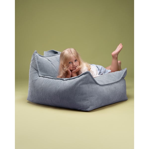 Син детски пуф от рипсено кадифе Chair – Wigiwama-image-2