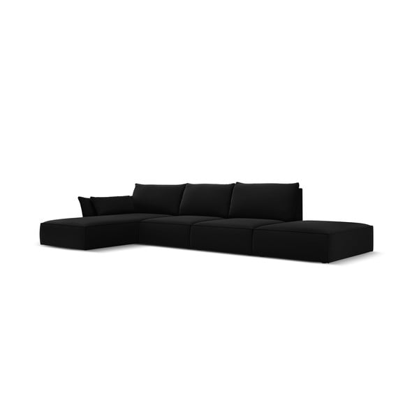 Черен кадифен ъглов диван (ляв ъгъл) Vanda – Mazzini Sofas-image-2
