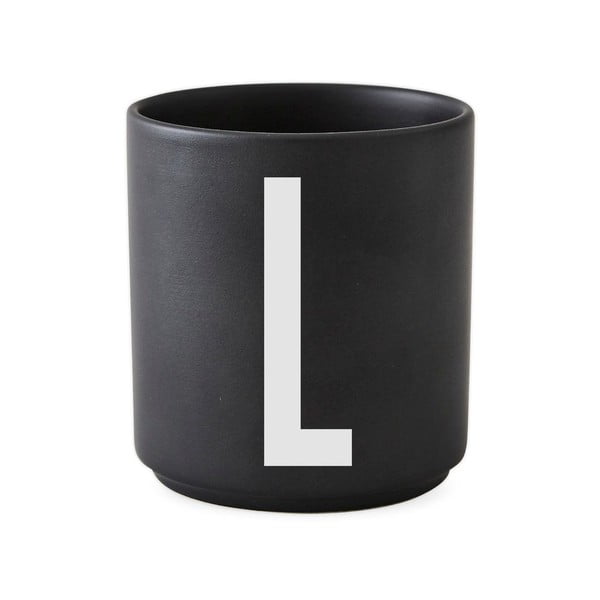 Черна порцеланова чаша Alphabet L, 250 ml A-Z - Design Letters