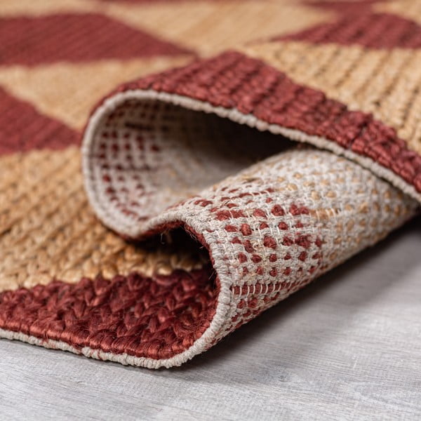 Теракотен ръчно изработен килим със смес от юта 120x170 cm Effie Diamond – Flair Rugs-image-3