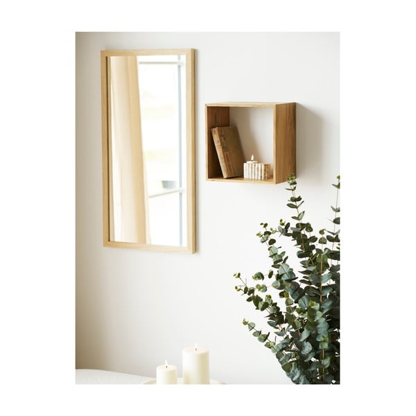 На няколко нива стенен рафт от масивен дъб в естествен цвят 30 cm Lattoon – House Nordic-image-1