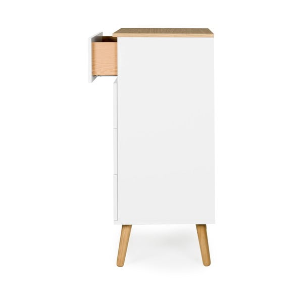 Бял скрин с дъбови крака и 4 чекмеджета , ширина 55 см Dot - Tenzo-image-4