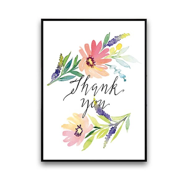 Plakát s květinami Thank You, 30 x 40 cm