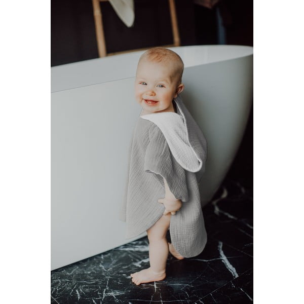 Сиво муселиново бебешко пончо размер S - Malomi Kids-image-1